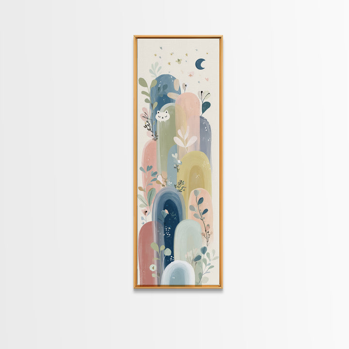Rainbow Arch with Muted Nursery Colors Framed Canvas Print, Nursery Art, Art Print, Nursery Decor, Fine Art, Nursery, NUR-1x3-19