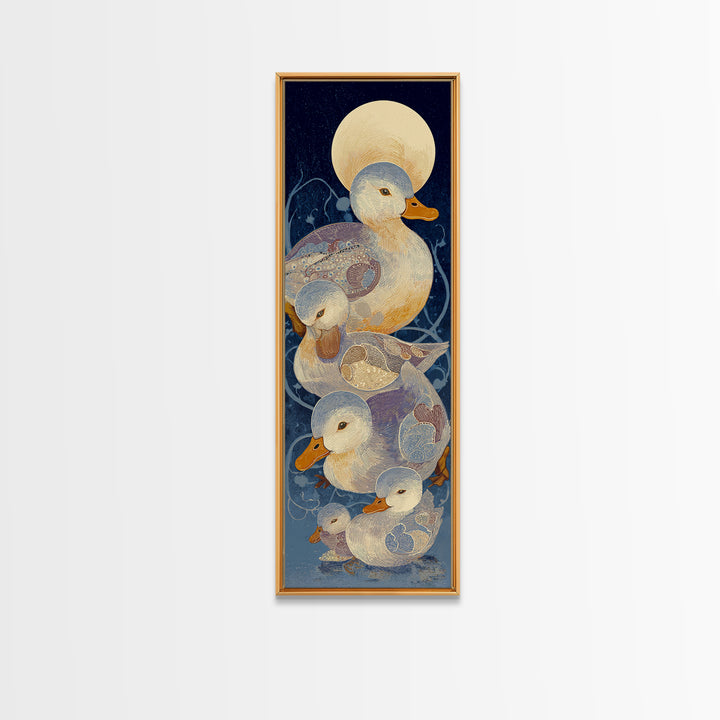 Ducklings Following a Mother Duck Canvas Print, Nursery Art, Playroom Wall Art, Nursery Decor, Nursery, Statement Artwork, NUR-1x3-2