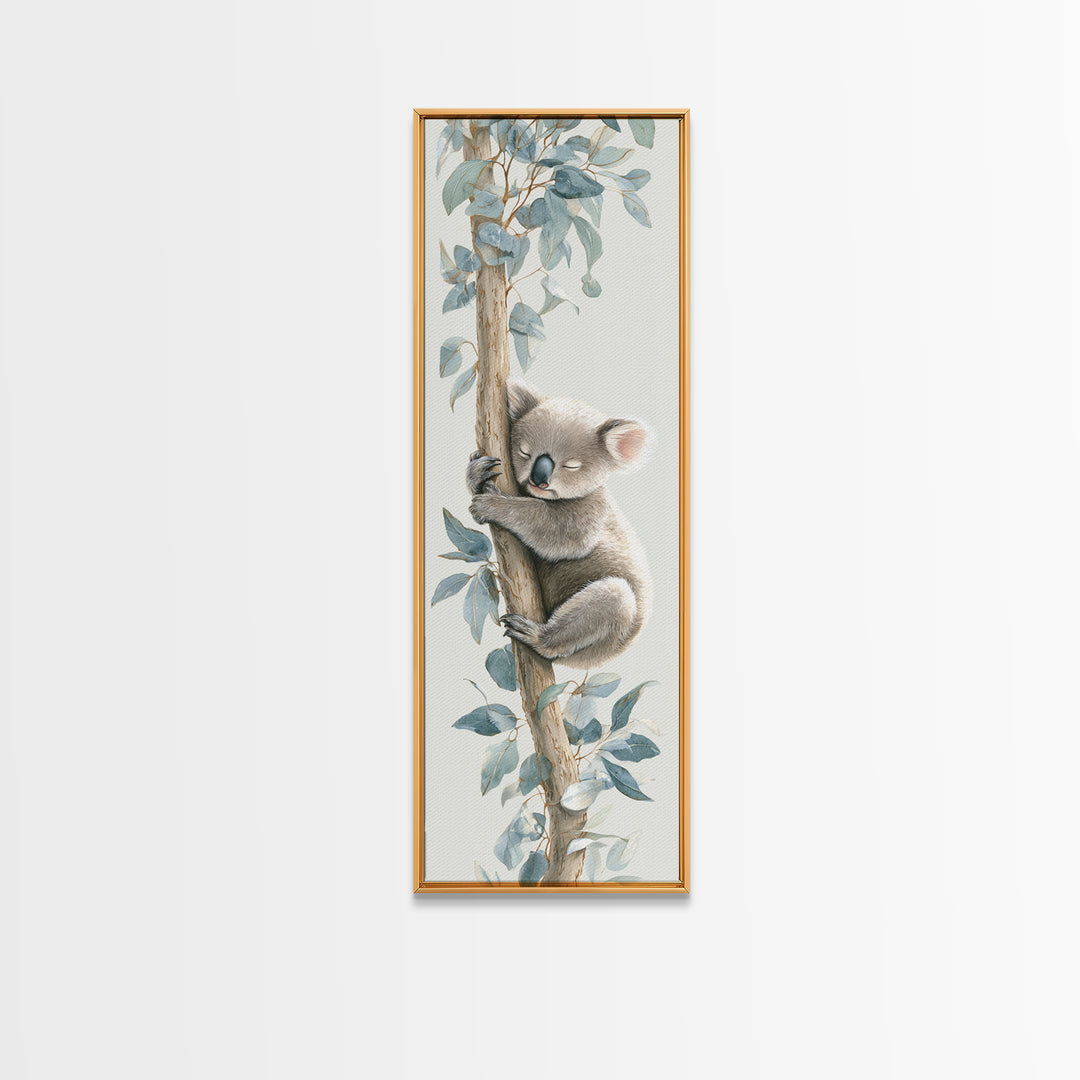 Sleeping Koala on Eucalyptus Branch Canvas Print, Nursery Art, Digital Art, Nursery Decor, Watercolor Art, Nursery, NUR-1x3-25