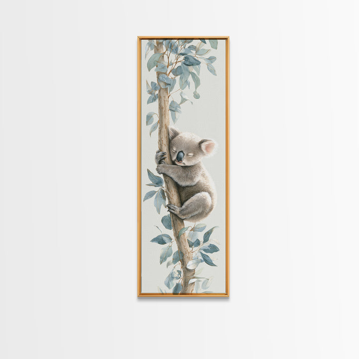 Sleeping Koala on Eucalyptus Branch Canvas Print, Nursery Art, Digital Art, Nursery Decor, Watercolor Art, Nursery, NUR-1x3-25