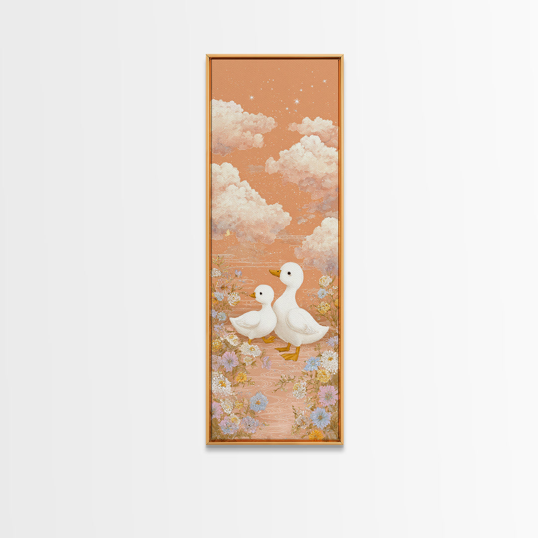 Ducklings Following a Mother Duck Canvas Print, Nursery Art, Playroom Wall Art, Nursery Decor, Nursery, Statement Artwork, NUR-1x3-26