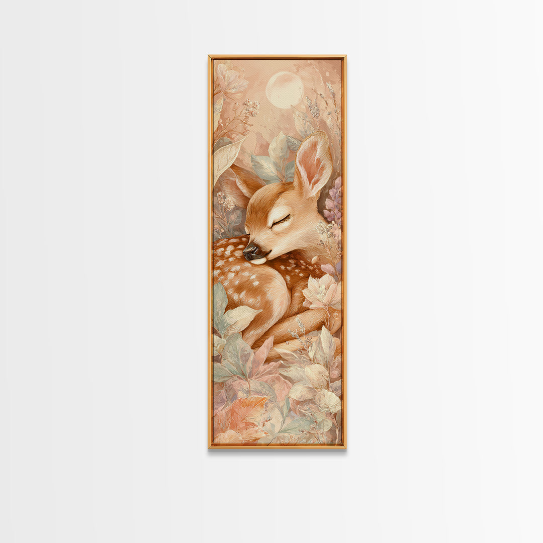 Deer Fawn Sleeping Canvas Print, Nursery Art, Wall Art, Nursery Decor, Fine Art, Nursery, Nursery Prints, Playroom Decor, NUR-1x3-35