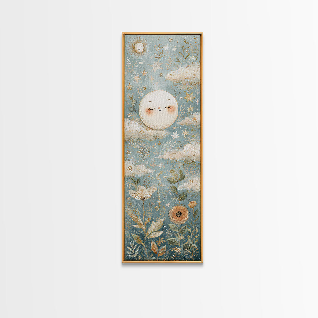 Moon and Stars Canvas Print, Nursery Art, Kids Wall Art, Nursery Decor, Oil Painting, Nursery, Home Decor, Gallery Decor, NUR-1x3-63
