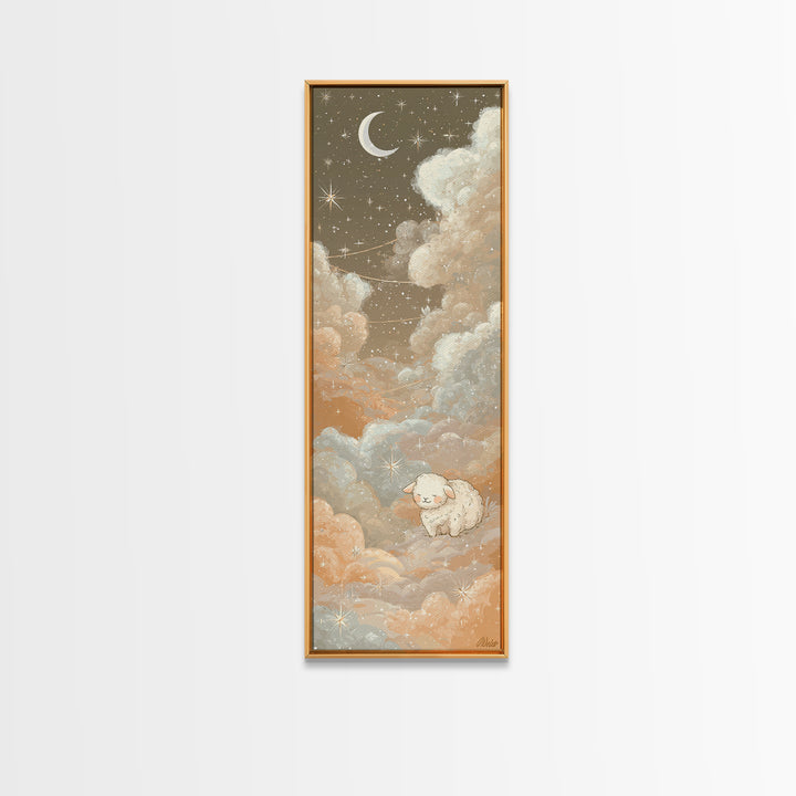 Little Lamb under a Starry Sky Canvas Print, Nursery Art, Contemporary Art, Nursery Decor, Fine Art, Nursery, Nursery Prints, NUR-1x3-7