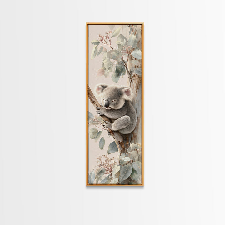 Sleeping Koala on Eucalyptus Branch Canvas Print, Nursery Art, Wall Hangings, Nursery Decor, Oil Painting, Nursery, NUR-1x3-73