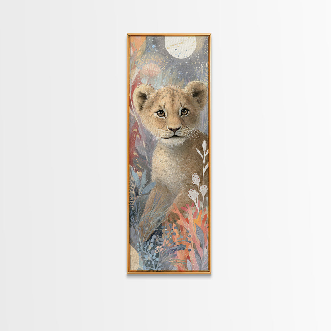 Lion Cub with Soft Golden Mane Canvas Print, Nursery Art, Minimalist Decor, Nursery Decor, Nursery, Nursery Wall Decor, NUR-1x3-93