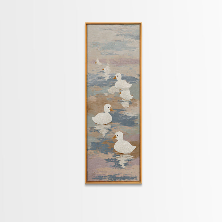 Ducklings Following a Mother Duck Canvas Print, Nursery Art, Fine Art Print, Nursery Decor, Fine Art, Nursery, Digital Art, NUR-1x3-98
