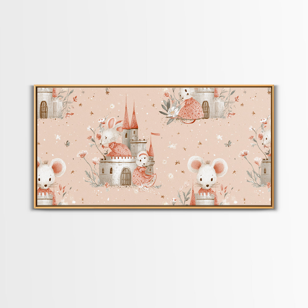 Ballet Mouse in Storybook Style Framed Canvas Print, Nursery Art, Nursery Prints, Nursery Decor, Nursery, Kids Wall Decor, NUR-2x1-88