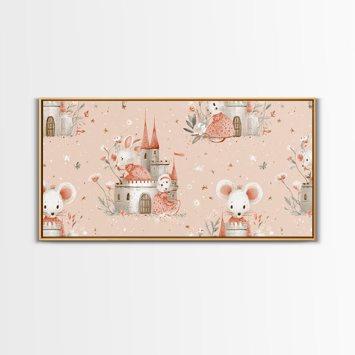 Ballet Mouse in Storybook Style Framed Canvas Print, Nursery Art, Nursery Prints, Nursery Decor, Nursery, Kids Wall Decor, NUR-2x1-88