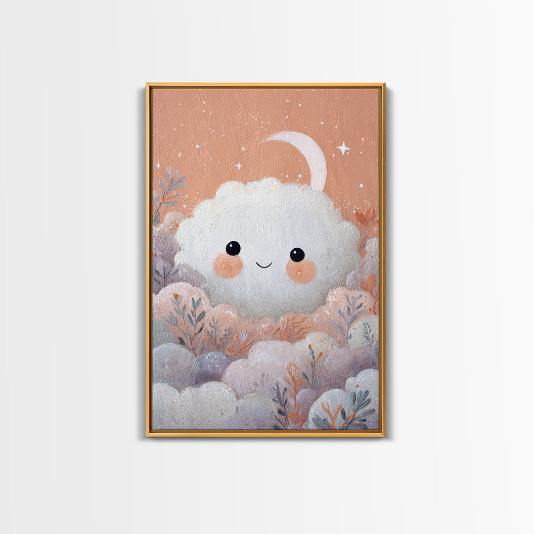 Moon and Stars Canvas Print, Nursery Art, Whimsical Wall Art, Nursery Decor, Abstract Art, Nursery, Minimalist Decor, NUR-2x3-11