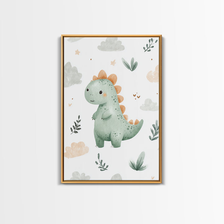Tiny Dinosaur with Friendly Expression Canvas Print, Nursery Art, Luxury Decor, Nursery Decor, Nursery, Nursery Wall Art, NUR-2x3-23