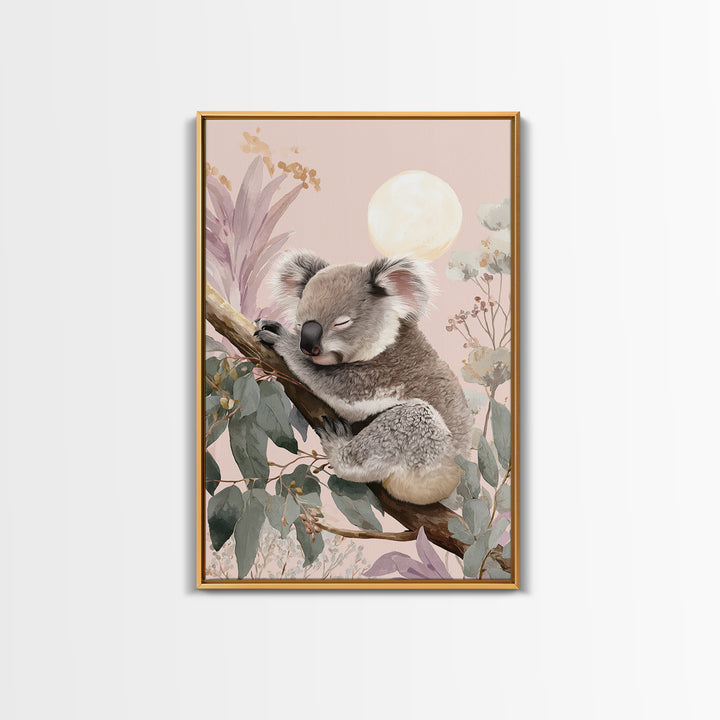 Sleeping Koala on Eucalyptus Branch Canvas Print, Nursery Art, Wall Hangings, Nursery Decor, Oil Painting, Nursery, NUR-2x3-45