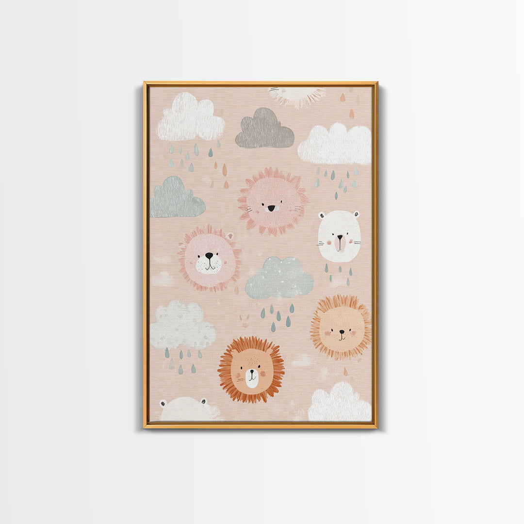 Clouds and Raindrops Canvas Print, Nursery Art, Minimalist Decor, Nursery Decor, Fine Art, Nursery, Nursery Wall Decor, NUR-2x3-54