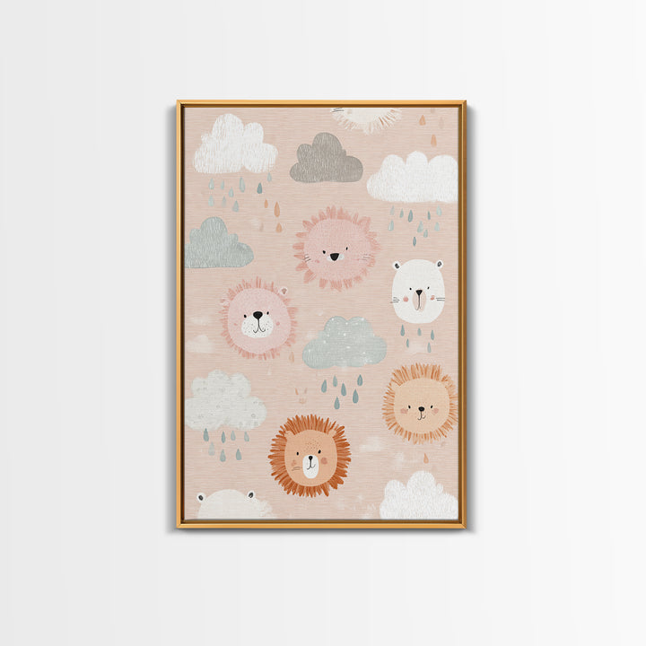 Clouds and Raindrops Canvas Print, Nursery Art, Minimalist Decor, Nursery Decor, Fine Art, Nursery, Nursery Wall Decor, NUR-2x3-54