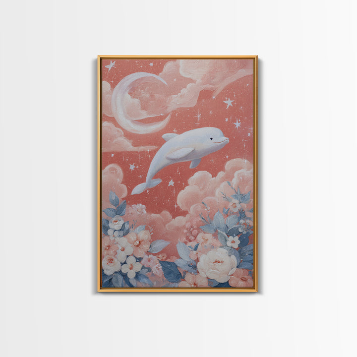 Friendly Ocean Creatures Framed Canvas Print, Nursery Art, Gallery Decor, Nursery Decor, Fine Art, Nursery, Wall Art, NUR-2x3-56