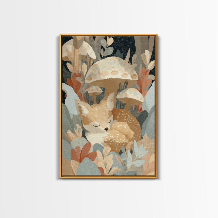 Woodland Fox Tucked Framed Canvas Print, Nursery Art, Wall Art, Nursery Decor, Nursery, Nursery Prints, Playroom Decor, NUR-2x3-60