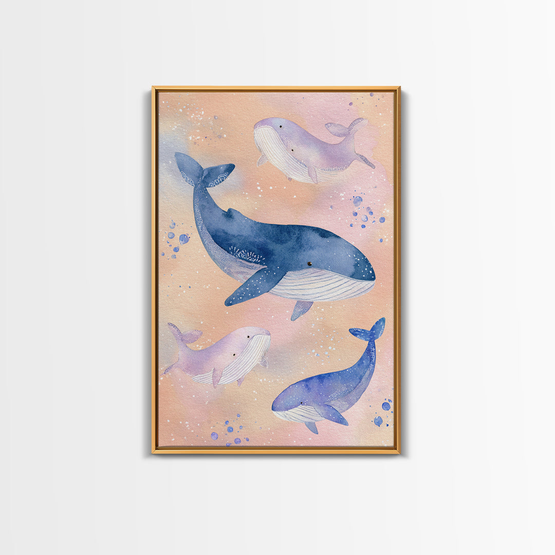 Whale and Tiny Stars Framed Canvas Print, Nursery Art, Room Decor, Nursery Decor, Nursery, Printable Art, Wall Art Print, NUR-2x3-64