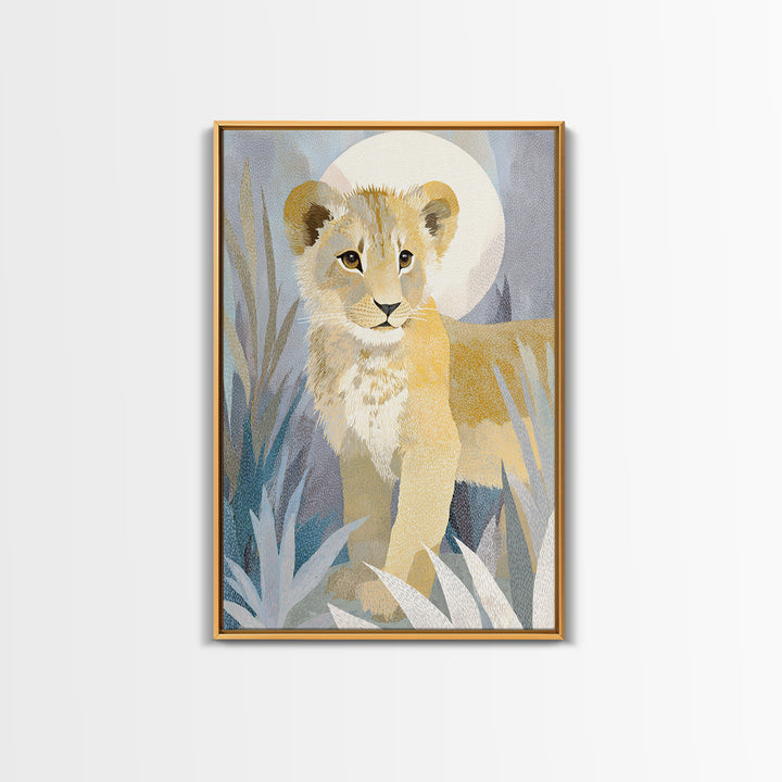 Lion Cub with Soft Golden Mane Canvas Print, Nursery Art, Wall Art Print, Nursery Decor, Fine Art, Nursery, Baby Girl Nursery, NUR-2x3-65