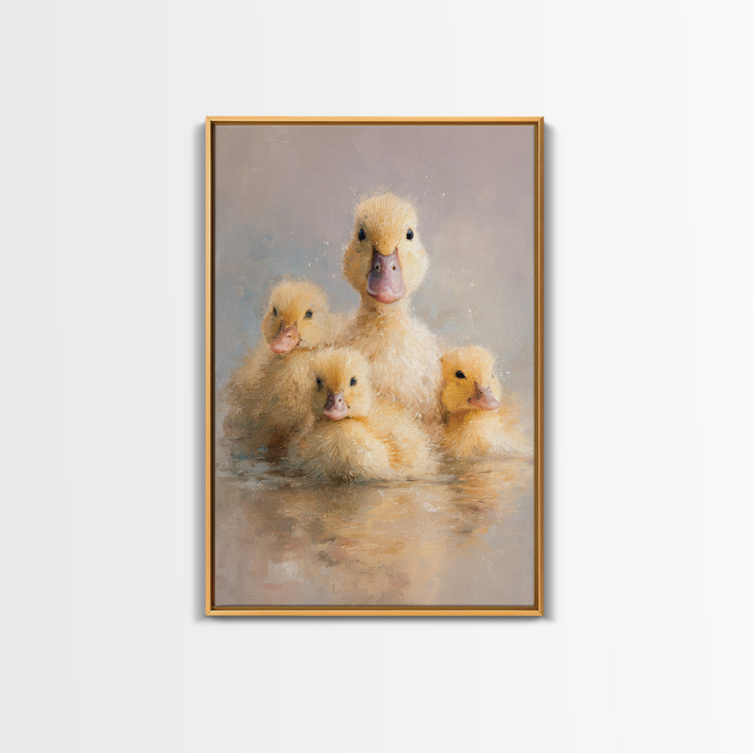Ducklings Following a Mother Duck Canvas Print, Nursery Art, Art Print, Nursery Decor, Fine Art, Nursery 470, Wall Art Set of, NUR-2x3-70