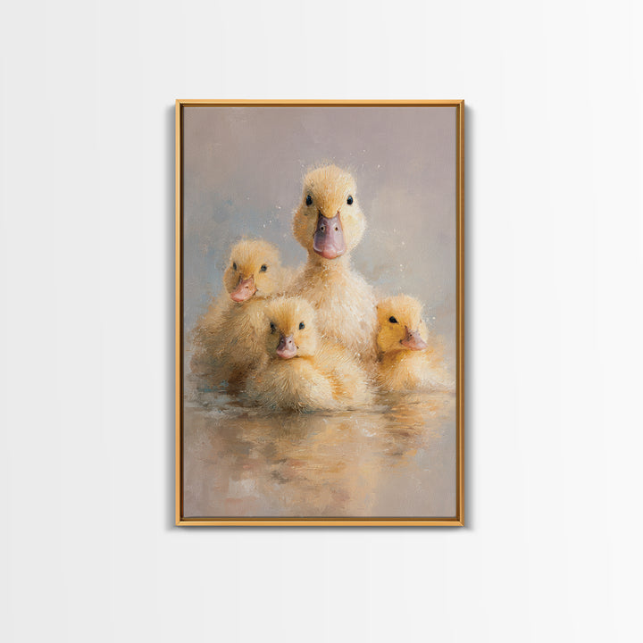 Ducklings Following a Mother Duck Canvas Print, Nursery Art, Art Print, Nursery Decor, Fine Art, Nursery 470, Wall Art Set of, NUR-2x3-70