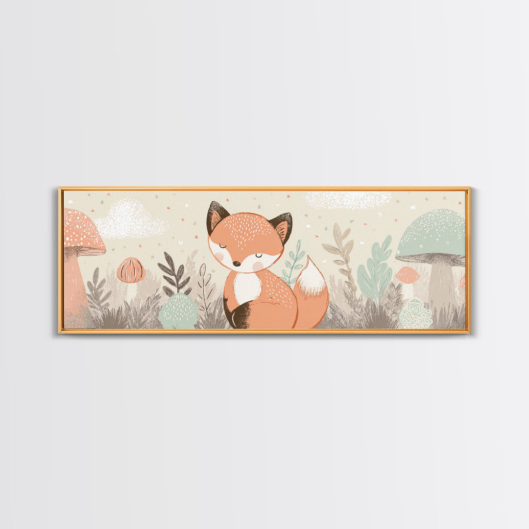 Woodland Fox Tucked Canvas Print, Nursery Art, Kids Room Wall Art, Nursery Decor, Fine Art, Nursery, Luxury Decor, Room Decor, NUR-3x1-20
