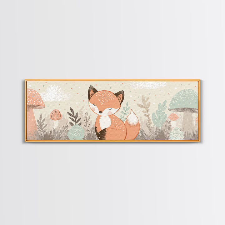 Woodland Fox Tucked Canvas Print, Nursery Art, Kids Room Wall Art, Nursery Decor, Fine Art, Nursery, Luxury Decor, Room Decor, NUR-3x1-20