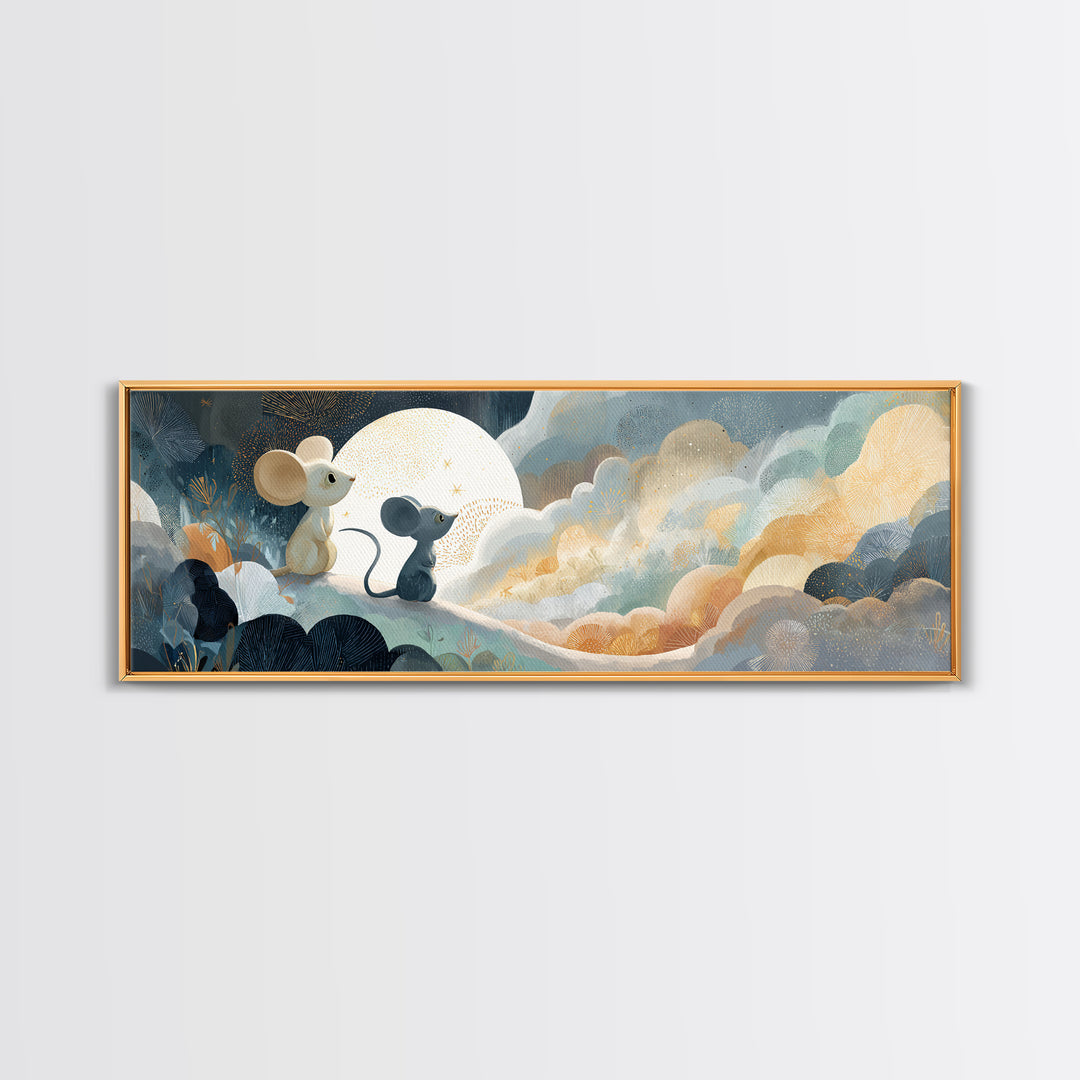 Ballet Mouse in Storybook Style Canvas Print, Nursery Art, Whimsical Wall Art, Nursery Decor, Nursery, Minimalist Decor, NUR-3x1-36