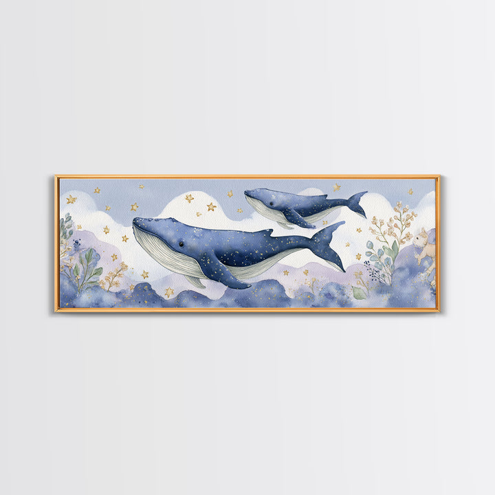 Whale and Tiny Stars Canvas Print, Nursery Art, Luxury Decor, Nursery Decor, Fine Art, Nursery, Nursery Wall Art, Printable Art, NUR-3x1-48