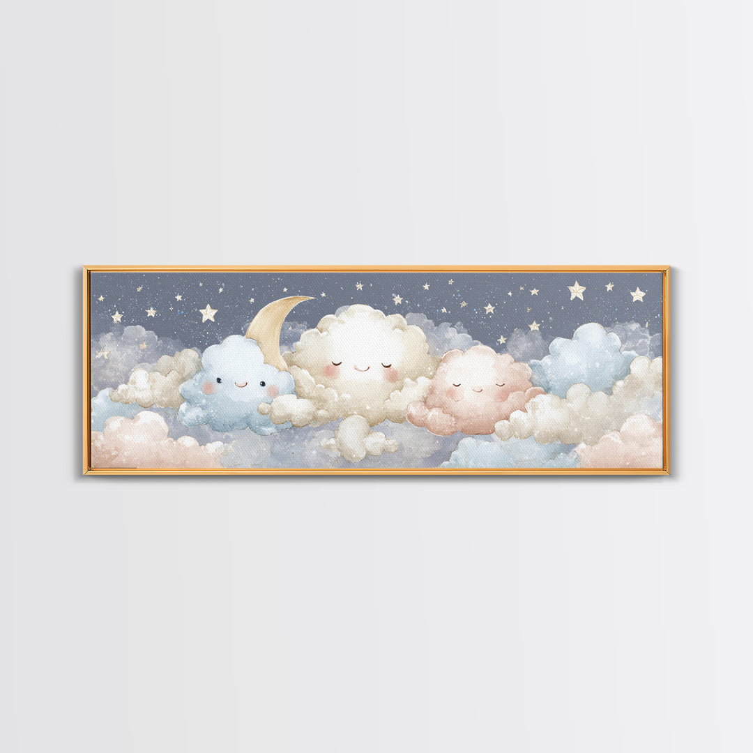 Moon and Stars Canvas Print, Nursery Art, Room Decor, Nursery Decor, Fine Art, Nursery, Printable Art, Wall Art Print, NUR-3x1-91