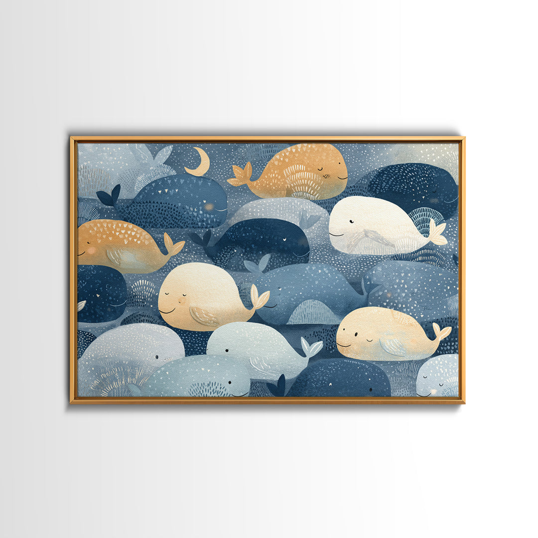 Whale and Tiny Stars Canvas Print, Nursery Art, Nursery Prints, Nursery Decor, Nursery, Kids Wall Decor, Kids Room Wall Art, NUR-3x2-12