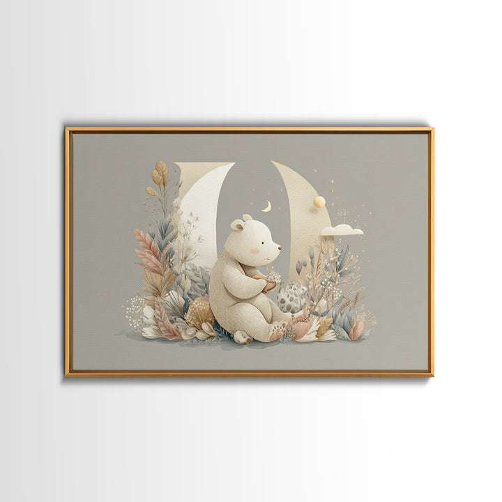 Animal Alphabet Scene Without Readable Letters Framed Canvas Print, Nursery Art, Nursery, Nursery Decor, Fine Art, Nursery, NUR-3x2-15