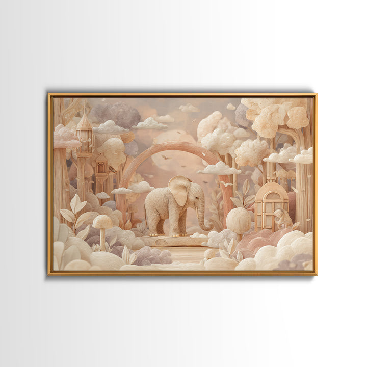 Animal Alphabet Scene Without Readable Letters Framed Canvas Print, Nursery Art, Gallery Decor, Nursery Decor, Nursery, NUR-3x2-39
