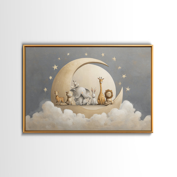 Animal Alphabet Scene Without Readable Letters Framed Canvas Print, Nursery Art, Modern Decor, Nursery Decor, Fine Art, Nursery, NUR-3x2-87