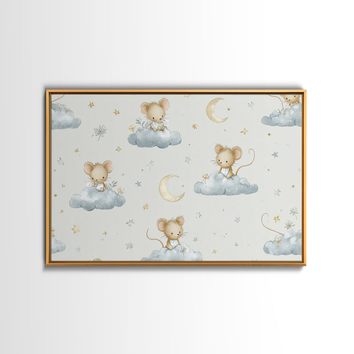 Ballet Mouse in Storybook Style Framed Canvas Print, Nursery Art, Luxury Decor, Nursery Decor, Nursery, Nursery Wall Art, NUR-3x2-96