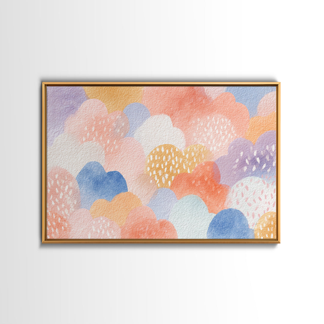 Clouds and Raindrops Canvas Print, Nursery Art, Playroom Wall Decor, Nursery Decor, Nursery, Modern Decor, Fine Art Print, NUR-3x2-98