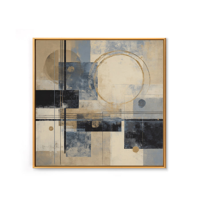 Gold Circle and Line Composition for Clarity Framed Canvas Print, Office Art, Gallery Decor, Office Decor, Fine Art, Focus, OFF-1x1-32