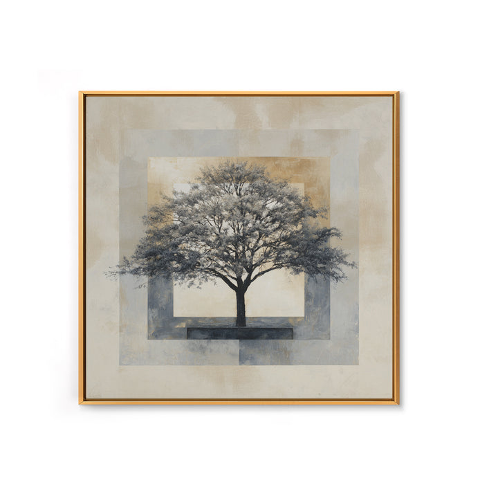 Ink Wash Tree Symbolizing Stability Framed Canvas Print, Office Art, Bedroom Wall Art, Office Decor, Fine Art, Focus, OFF-1x1-38