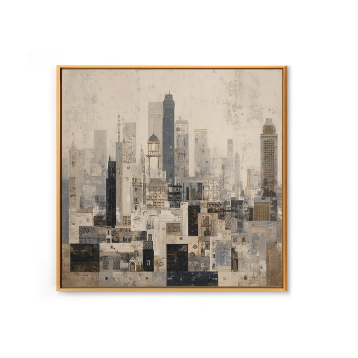 Black and White City Skyline Silhouette Canvas Print, Office Art, Downloadable Prints, Office Decor, Abstract Art, Focus, OFF-1x1-5