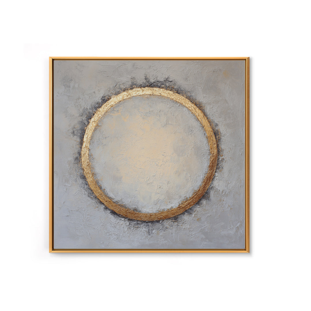 Gold Circle and Line Composition for Clarity Framed Canvas Print, Office Art, Office Decor, Abstract Art, Focus, OFF-1x1-56