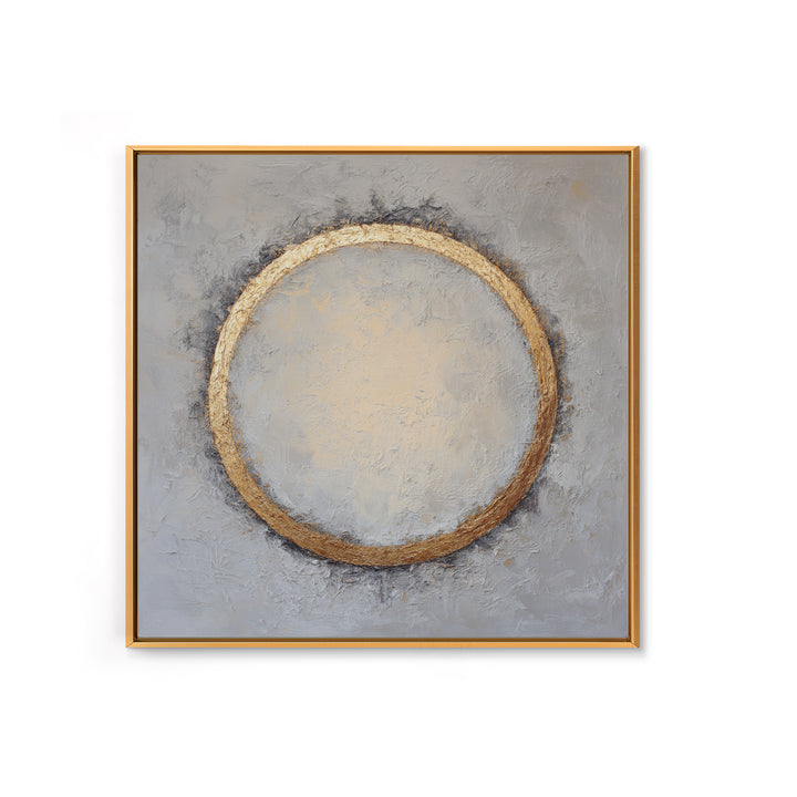 Gold Circle and Line Composition for Clarity Framed Canvas Print, Office Art, Office Decor, Abstract Art, Focus, OFF-1x1-56