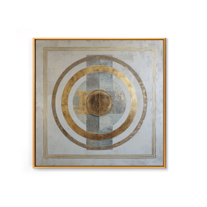 Gold Circle and Line Composition for Clarity Framed Canvas Print, Office Art, Printable Wall Art, Office Decor, Fine Art, Focus, OFF-1x1-8