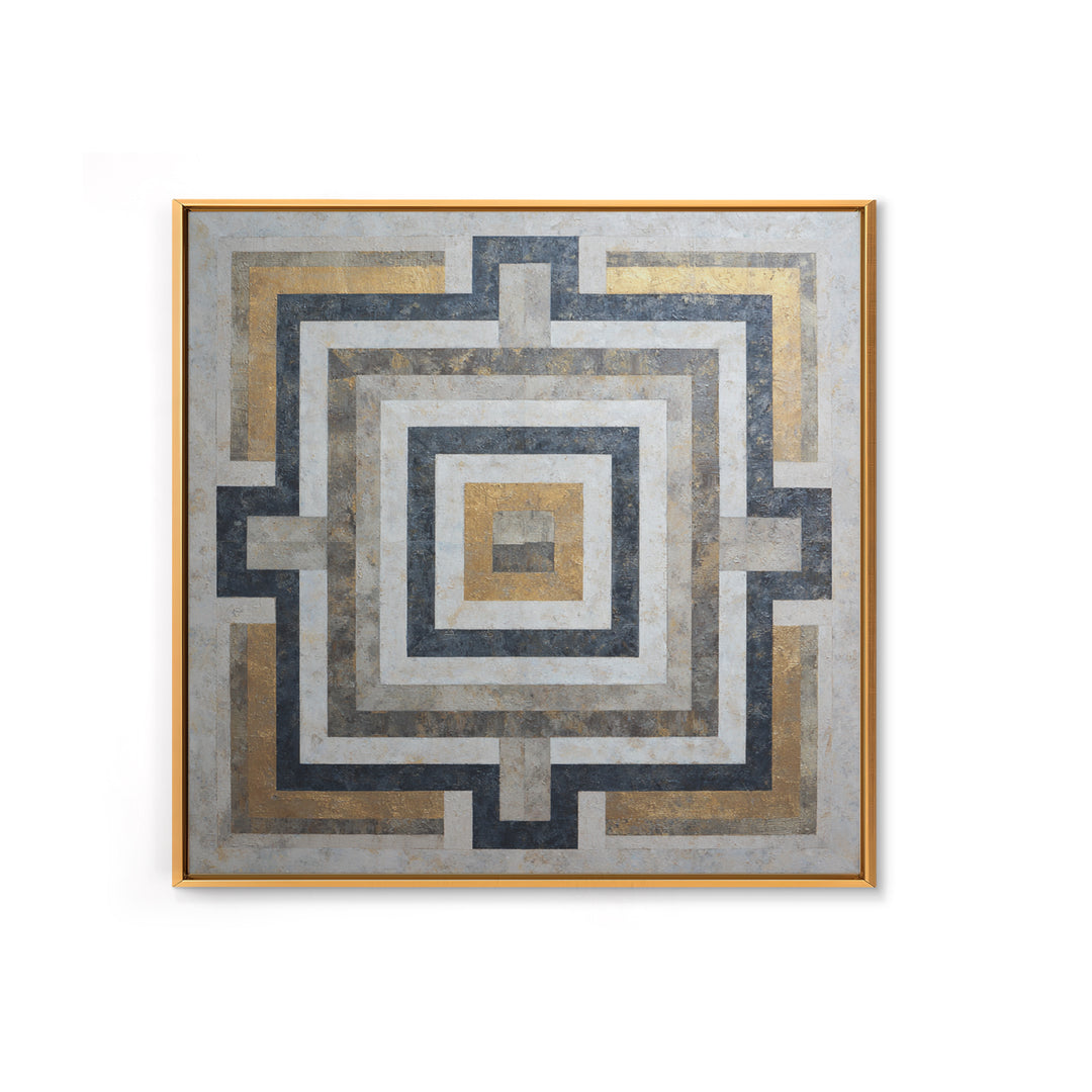 Geometric Labyrinth Pattern Canvas Print, Office Art, Downloadable Prints, Office Decor, Fine Art, Focus, Textured Painting, OFF-1x1-90