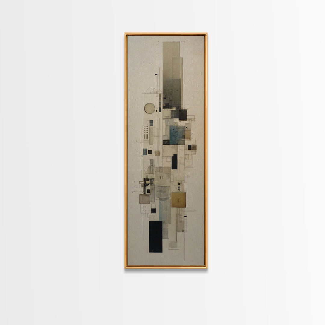 Architectural Line Drawing Framed Canvas Print, Office Art, Home Decor, Office Decor, Focus, Art Deco, Canvas Wall Art, OFF-1x3-15