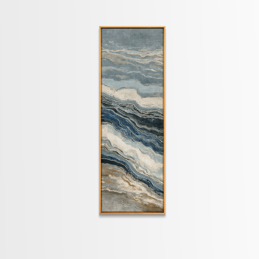 Blue Abstract Wave Pattern for Focus Framed Canvas Print, Office Art, Modern Decor, Office Decor, Abstract Art, Focus, OFF-1x3-29