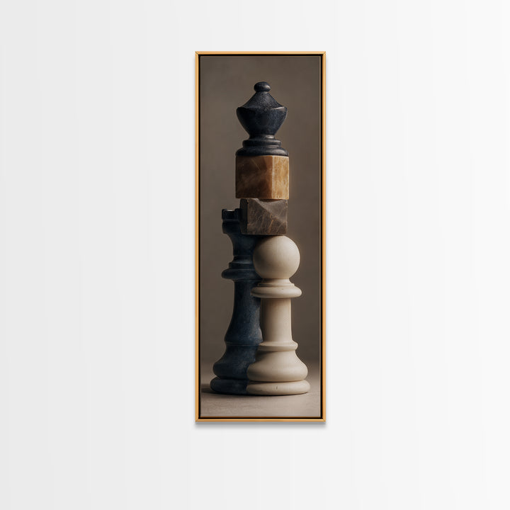 Minimal Chess Piece Still Life Canvas Print, Office Art, Digital Art, Office Decor, Fine Art, Focus, Ai Art, Digital Print, OFF-1x3-73