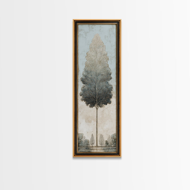 Ink Wash Tree Symbolizing Stability Framed Canvas Print, Office Art, Cubicle Decor, Office Decor, Fine Art, Focus, OFF-1x3-74