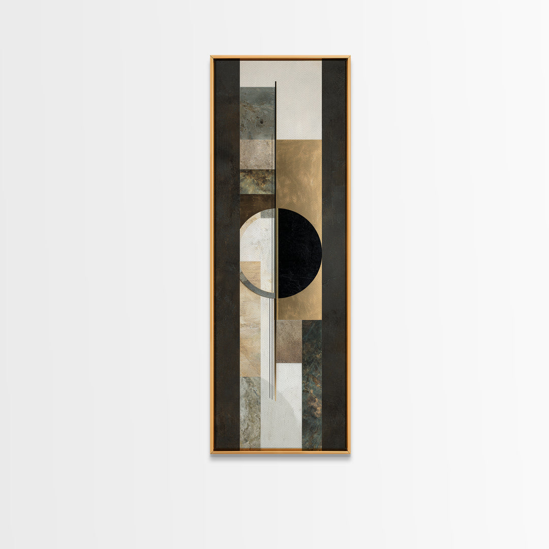 Gold Circle and Line Composition for Clarity Framed Canvas Print, Office Art, Wall Prints, Office Decor, Abstract Art, Focus, OFF-1x3-92