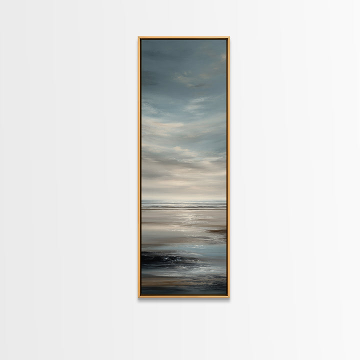 Calm Ocean Horizon for Stress Relief Canvas Print, Office Art, Canvas Print, Office Decor, Oil Painting, Focus, Art Print, OFF-1x3-95