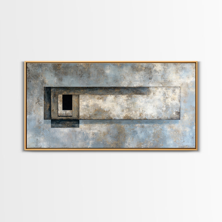 Geometric Labyrinth Pattern Framed Canvas Print, Office Art, Fine Art Print, Office Decor, Abstract Art, Focus, Poster, OFF-2x1-38