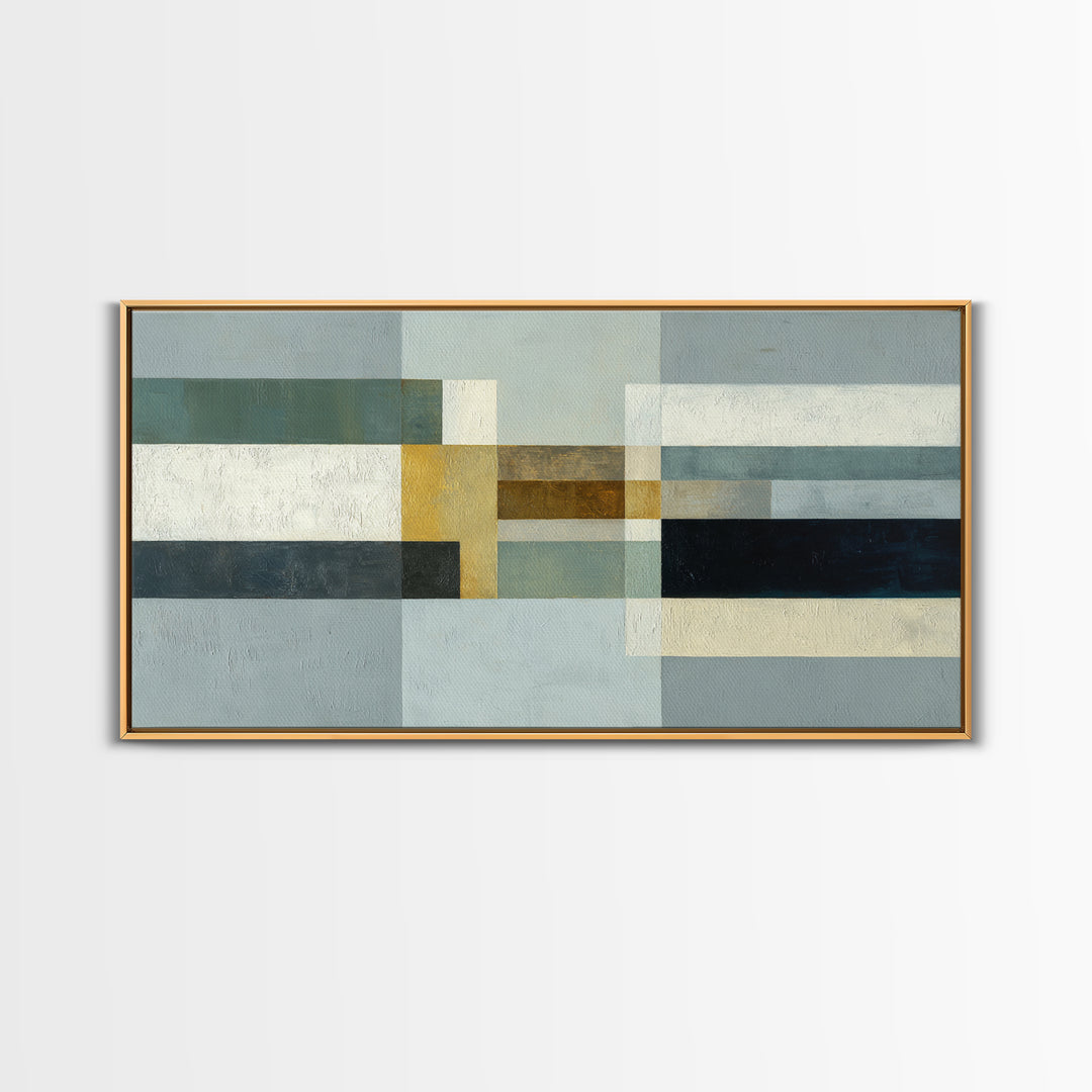 Modern Color Blocks Framed Canvas Print, Office Art, Digital Art, Office Decor, Fine Art, Focus, Ai Art, Digital Print, OFF-2x1-56